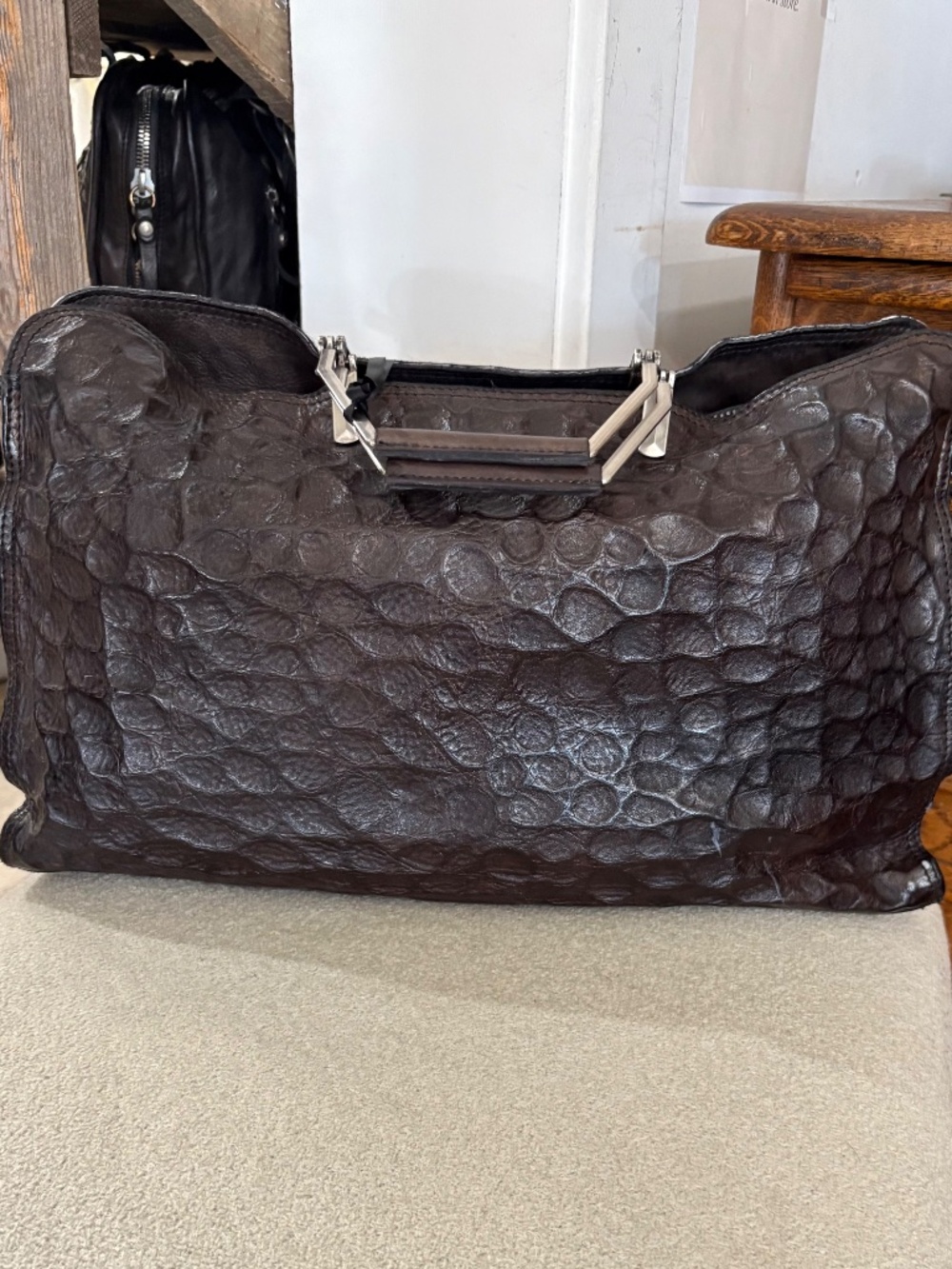 Campomaggi Shopping Embossed Leather Bag in Mahogany
